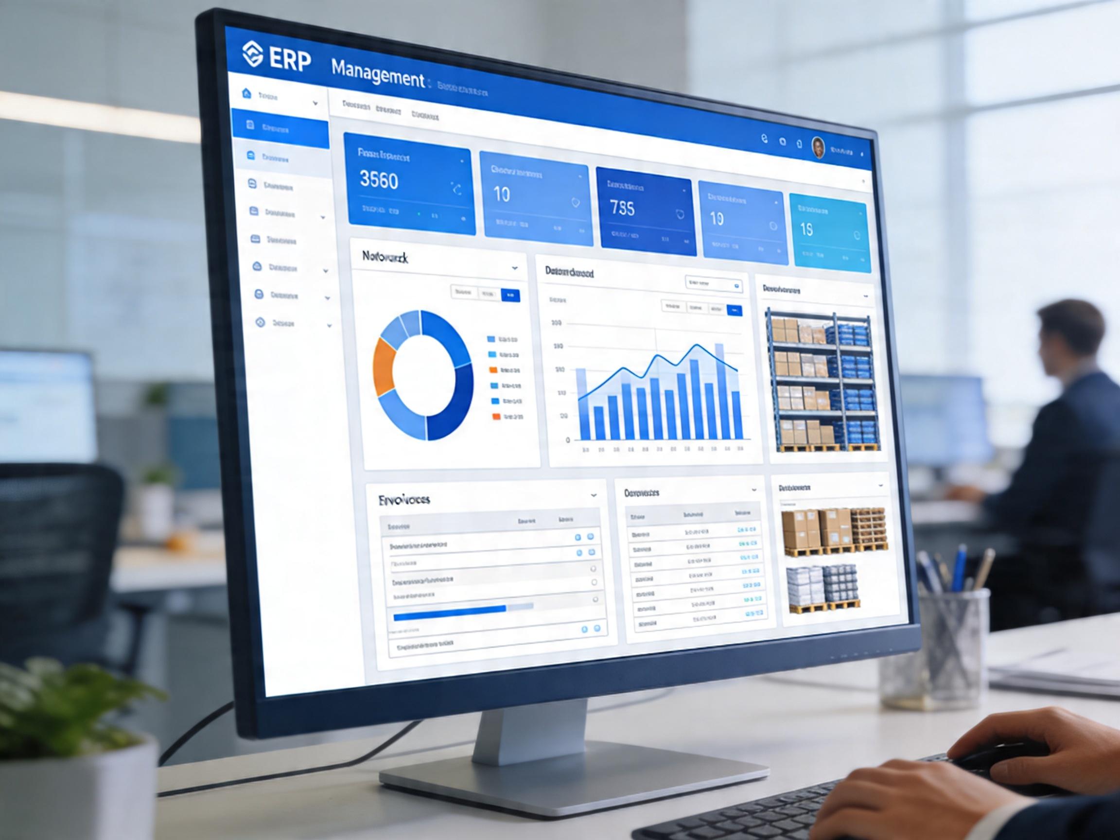 ERP dashboard with business analytics
