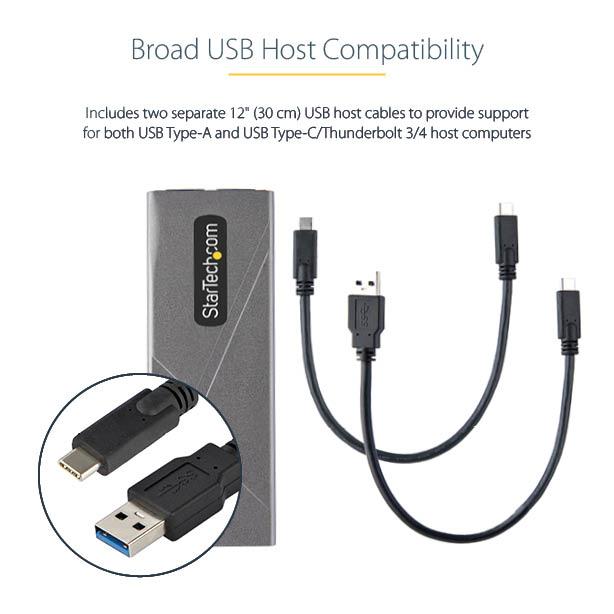 Startech USB-C 10Gbps to M.2 Nvme or M.2 Sata SSD Enclosure, Tool-Free M.2 Pcie/sata SSD Aluminum Enclosure, USB-C & USB-A Host Cables